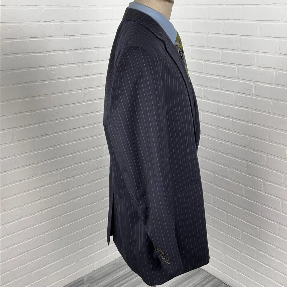 Chaps Ralph Lauren Blazer Men 44 Long Blue Pinstripe Classic Career‎ Wool Jacket